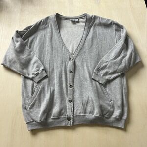 Vintage First Run Cardigan Sweater Womens 24W Gray V Neck Knit Button Pockets